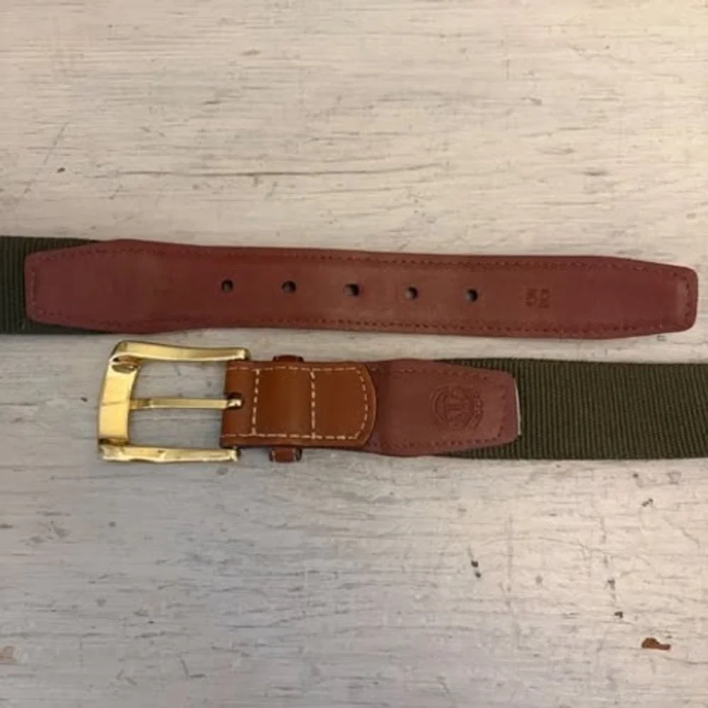 Torino Men's‎ Forest Green Surcingle Belt w/ Brown Leather Trim 52-55